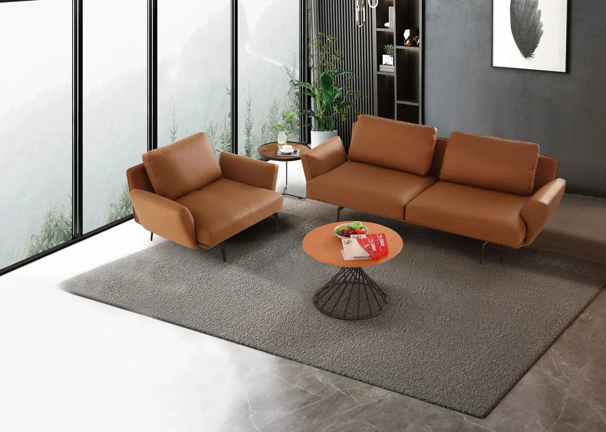 Leather lounge seating for quiet pause spaces