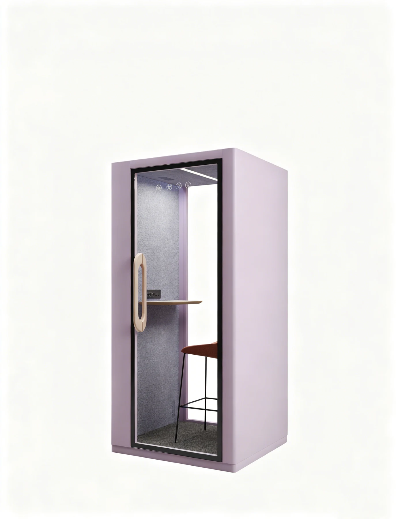 MOVUSH single-person acoustic office pod in a soft neutral finish
