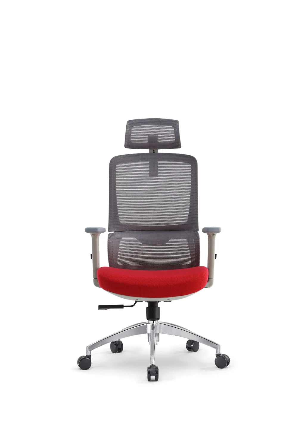 MOVUSH CH24-03A grey mesh task chair with red upholstered seat