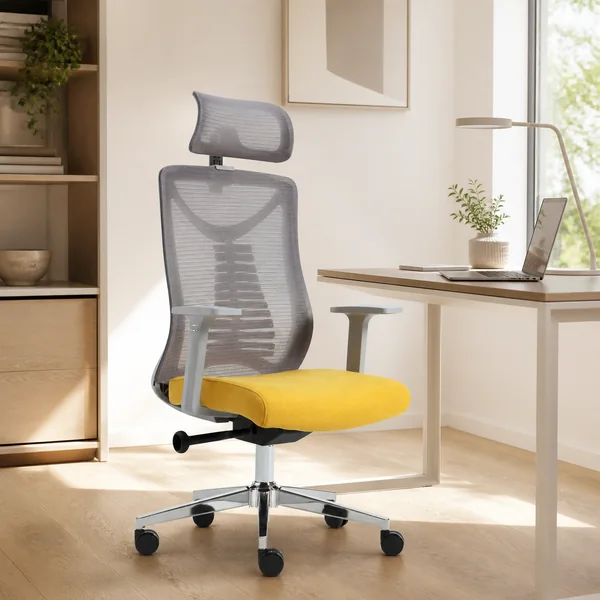Personal fit mesh chair in an individual workspace