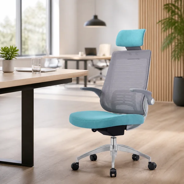 Team seating mesh chair in a collaborative office