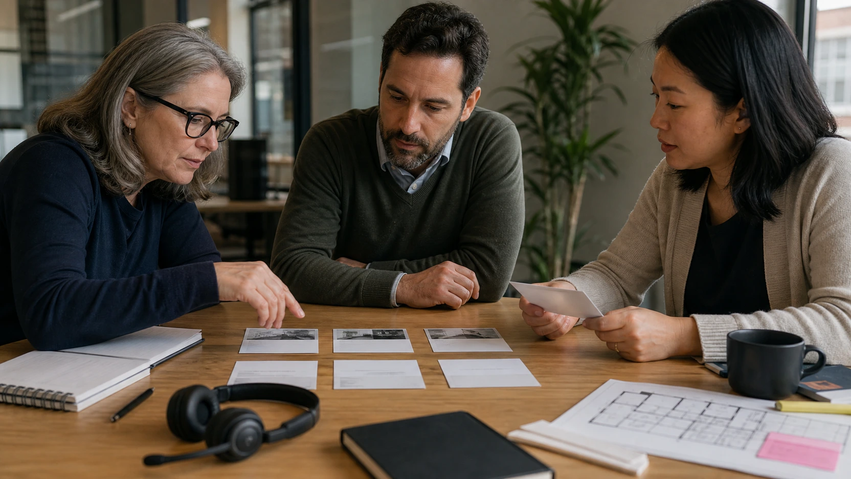 A workplace team matching call, video, sensitive-conversation, and focus scenarios to required evidence