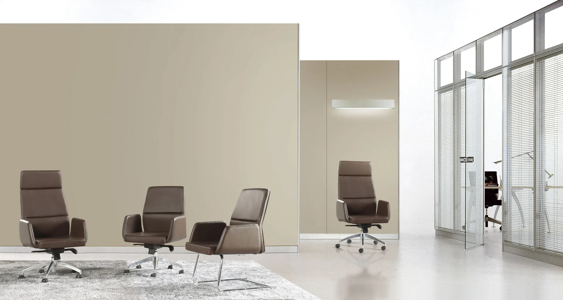 MOVUSH executive leather chairs in a calm workspace