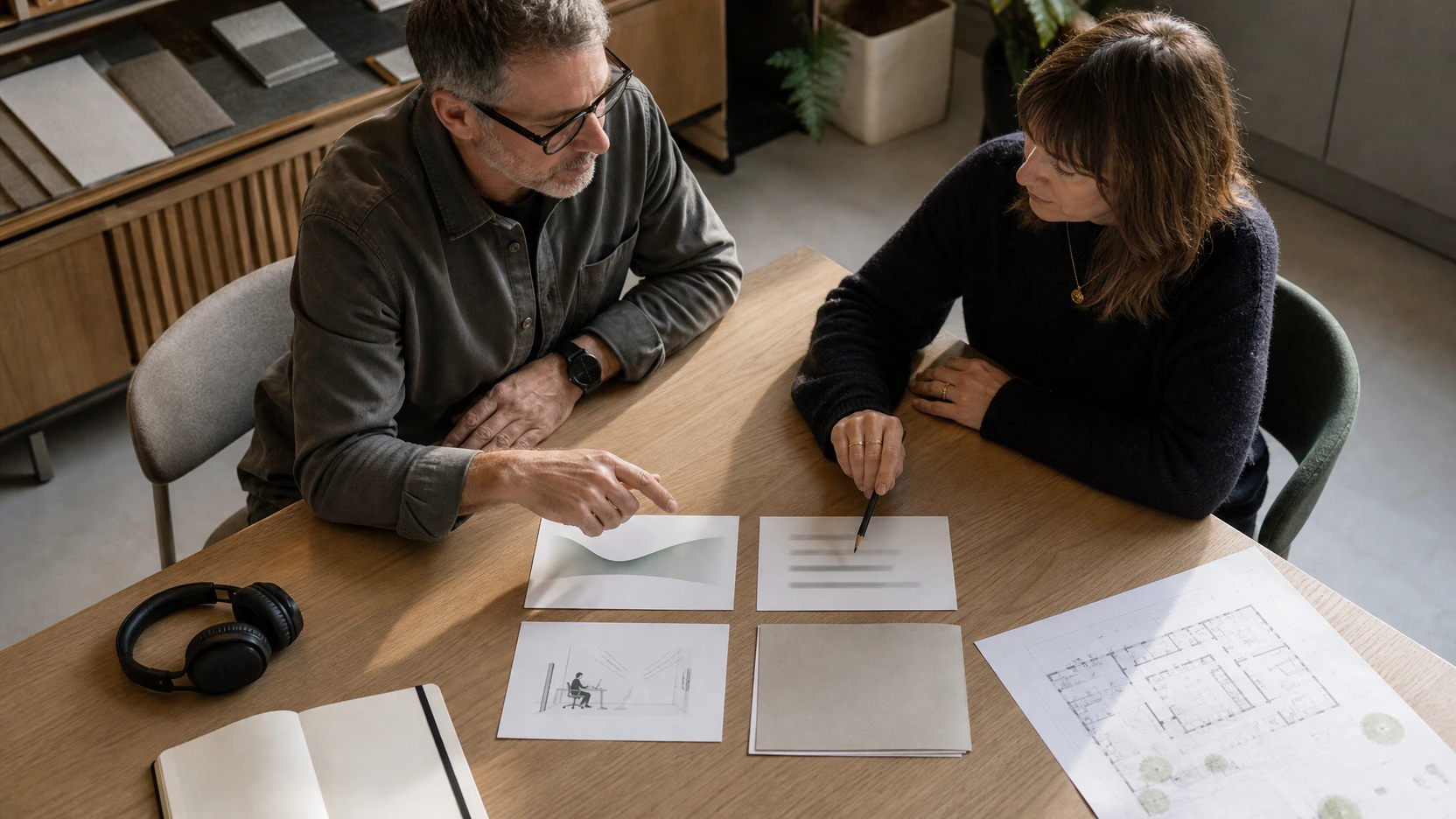 An acoustic planning graphic separating audible speech level, word intelligibility, distraction, and confidential-information risk