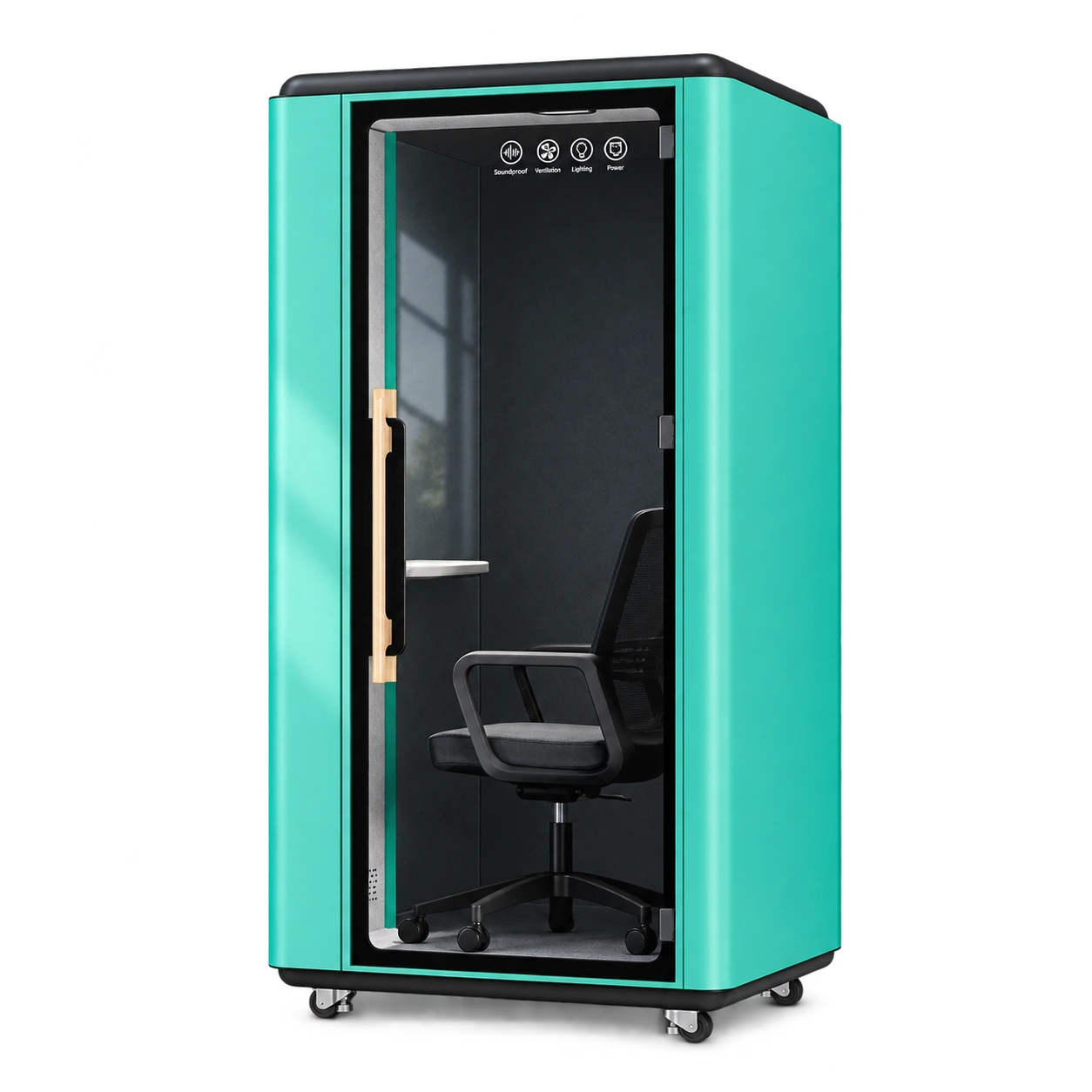 Core Study in Lagoon Teal with natural daylight and contact shadow